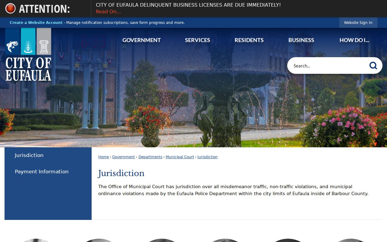 Barbour County warrant lookup source for Eufaula Municipal Court jurisdiction