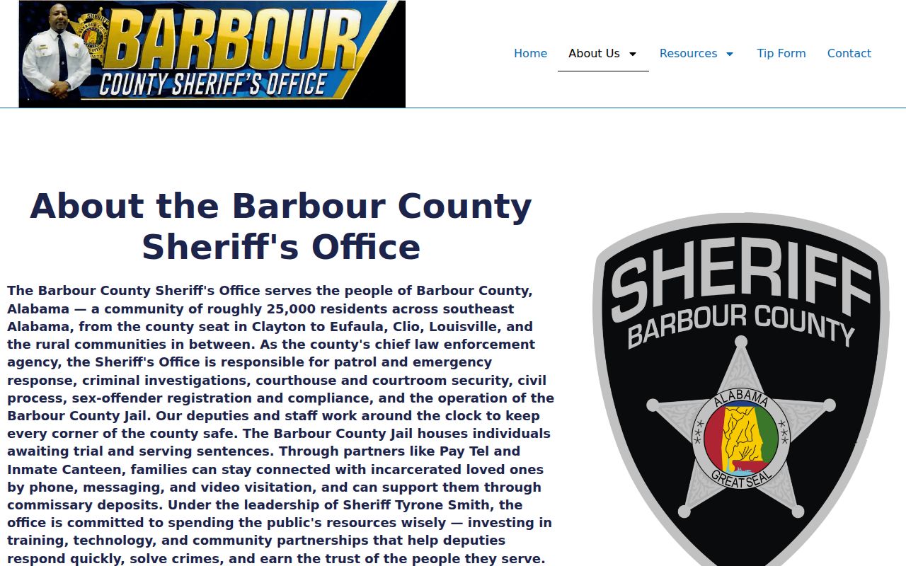 Barbour County warrant lookup contact at the Sheriff's Office