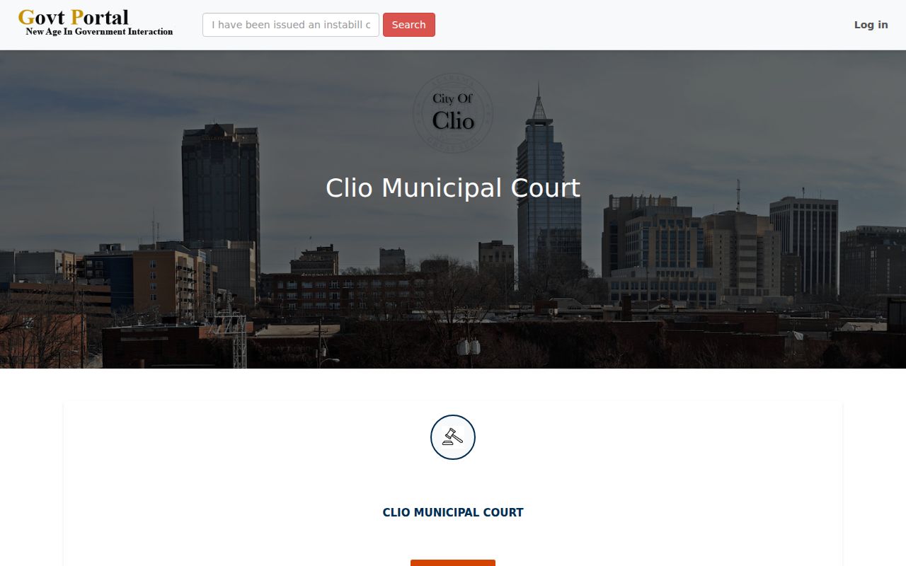 Barbour County outstanding warrant context on the Clio Municipal Court portal