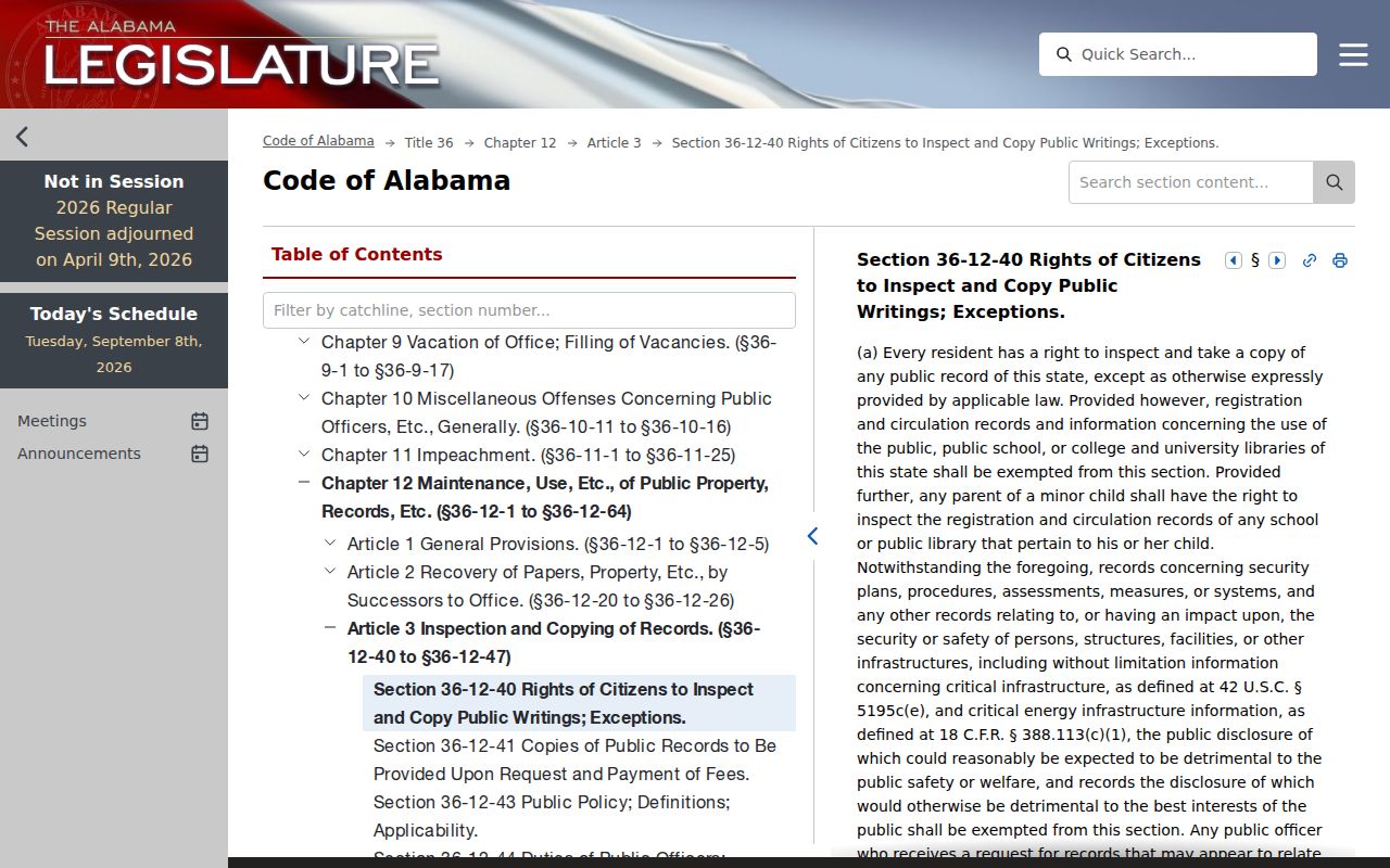 Barbour County arrest warrant access under the Alabama Open Records Act
